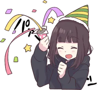 🎉 パァ Аниме, Конфетти, Праздник, Вечеринка, Милый, Девушка whatsapp sticker
