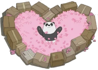 💗 Panda We Bare Bears アニメ, クマ, ハート, パンダ, 愛, 箱, ピンク telegram sticker