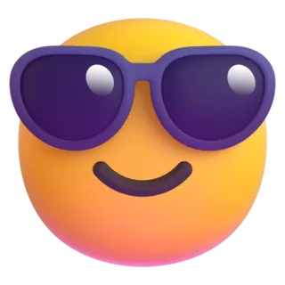 😎 อิโมจิ, ยิ้ม, แว่นกันแดด, เท่, หน้า telegram sticker