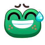 😅 rana, emoticono, nervioso, sudor, lindo, dibujos animados telegram sticker
