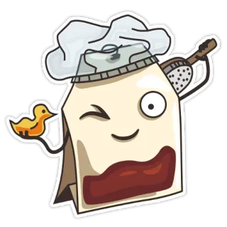 🛀 ถุงชา, การ์ตูน, เป็ด, เครื่องดื่ม, เครื่องดื่ม, ภาพประกอบ, คาวาอิ telegram sticker