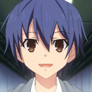 😀 anime, boy, smiling, brown hair, gray eyes telegram sticker