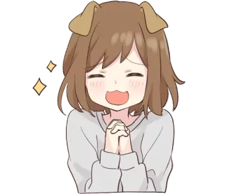 😍 Anime, Telinga anjing, Lucu, Senang, Berkilau telegram sticker