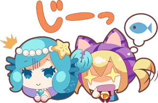 🤩 じーっ Anime, Sirena, Gato, Sticker, Kawaii, Dibujo animado whatsapp sticker