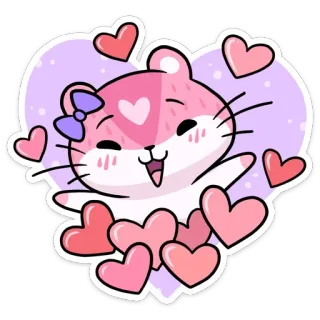 🥰 chuột hamster, kawaii, dễ thương, động vật, trái tim, tình yêu, hoạt hình, nhãn dán telegram sticker