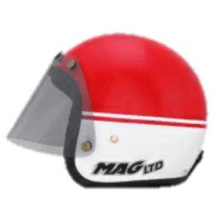 🤕 MAG LTD kask, czerwony, biały, motocykl, vintage, magazyn telegram sticker
