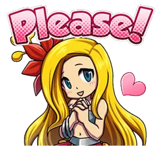 👬 Please! Hoạt hình, Yêu cầu, Dễ thương, Nữ tính, Kawaii telegram sticker