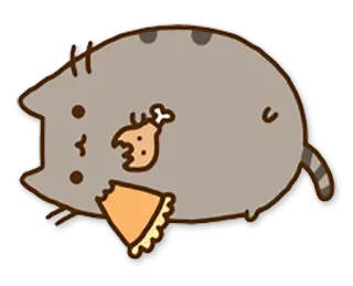🍖 Pusheen Katze, Cartoon, Pusheen, Essen, Kuchen, Hähnchenkeule, Essen telegram sticker