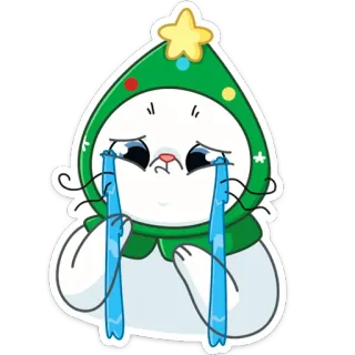 😭 плачущий, грустный, рождество, кот, праздник, милый, мультяшный, стикер telegram sticker