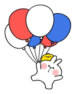 🌼 coelho, pintinho, balões, vermelho, branco, azul, fofo telegram sticker