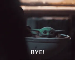 👋 Grogu The Mandalorian BYE! Малыш Йода, Грогу, Мандалорец, Звездные войны, Пока, Прощай telegram sticker