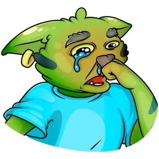 🙂 漫画, キャラクター, 泣く, 悲しい, 涙, 感情, 表情 telegram sticker