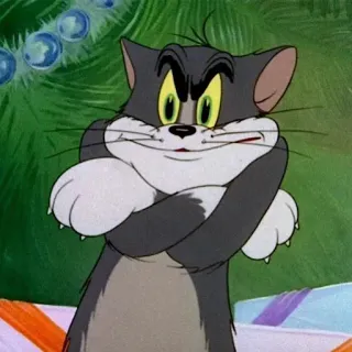 😤 Tom Cat Katze, Cartoon, wütend, genervt, Weihnachten, mürrisch, Tom und Jerry telegram sticker