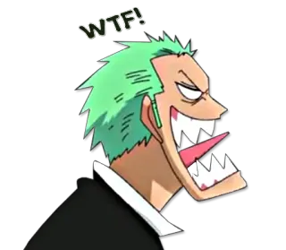 😱 Roronoa Zoro One Piece WTF! anime, manga, one piece, roronoa zoro, zoro, wtf, funny telegram sticker