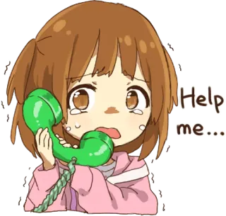 😭 Help me... Аниме, Мультфильм, Плачет, Девушка, Телефон, Помощь telegram sticker