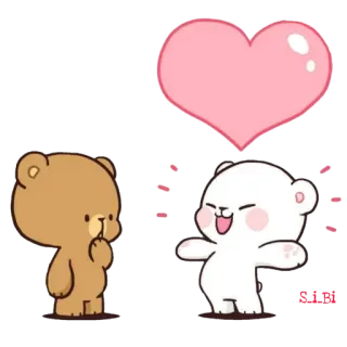 😌 orsi, amore, carino, animazione, cuore, kawaii telegram sticker