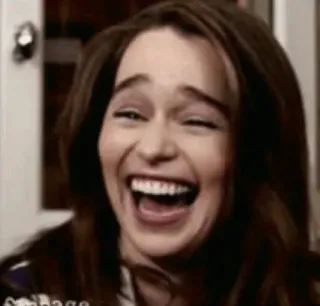 😂 Emilia Clarke rage riendo, emilia clarke, meme, mujer, cara, feliz whatsapp sticker