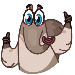 👍 Kreskówka, Urocze, Zwierzę, Naklejka, Kciuk w górę telegram sticker