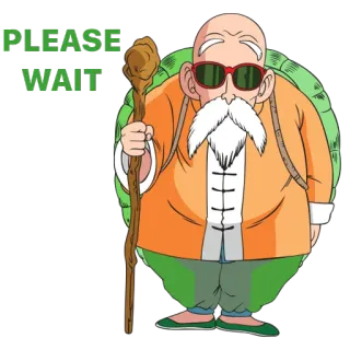 😒 Master Roshi Dragon Ball PLEASE WAIT Maître Roshi, Dragon Ball, Anime, Veuillez patienter, Attendre, En attente, Tortue, Arts martiaux whatsapp sticker