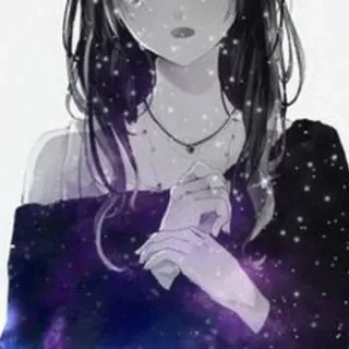 🌨 Anime, Mädchen, Sterne, Galaxie, Halskette whatsapp sticker