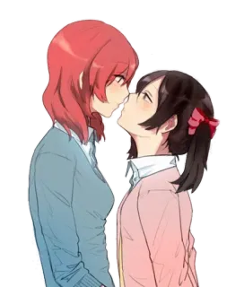 ❤ Anime, Beso, LGBT, Yuri, Amor, Pareja telegram sticker