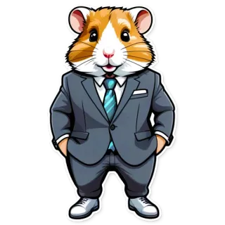 😎 criceto, completo, affari, animale, cartone animato, ufficio telegram sticker
