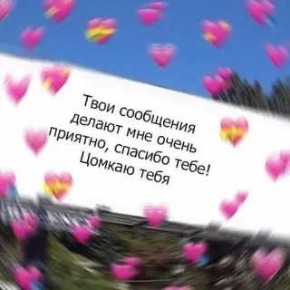 ❤️ Твои сообщения делают мне очень приятно, спасибо тебе! Цомкаю тебя hearts, love, text, message telegram sticker
