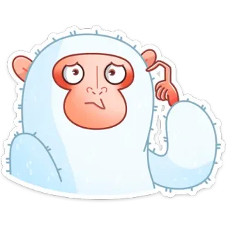 🤔 Йети, Снежный человек, Мультфильм, Думает, Размышляет, В замешательстве telegram sticker
