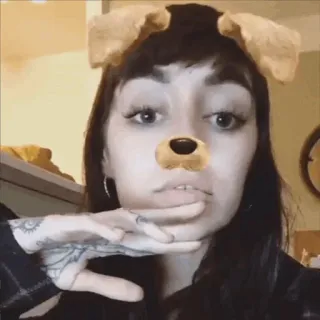🌿 woman, dog filter, selfie, portrait, ear filter, dog ears, person telegram sticker