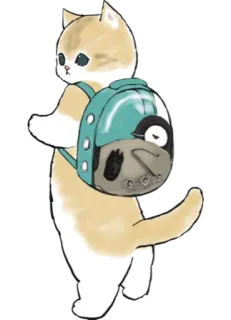 🐧 cat, animal, penguin, backpack, cute telegram sticker