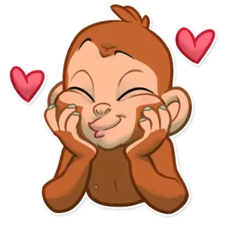 ☺️ 猿, かわいい, ハート, 愛, 漫画, 動物 telegram sticker
