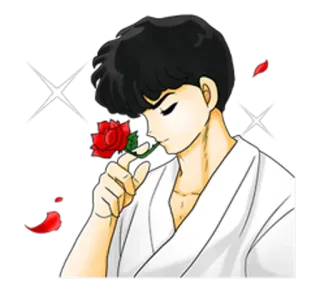 🌹 Anime, Róża, Mężczyzna, Sztuka, Brokat whatsapp sticker
