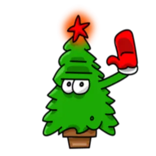 🤚 árbol de navidad, fiesta, dibujos animados, festivo, invierno, saludo telegram sticker