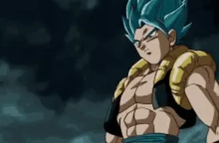 😂 Gogeta 动漫, 龙珠, 悟吉塔, 超级赛亚人蓝, 格斗, 蓝发 whatsapp sticker