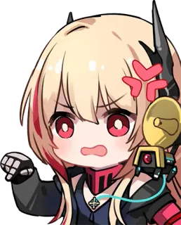 😡 Anime, Ragazza, Arrabbiata, Cartone animato, Chibi, Adesivo telegram sticker