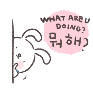 🐰 WHAT ARE DOING?
뭐해? kelinci, pertanyaan, lucu, kartun telegram sticker