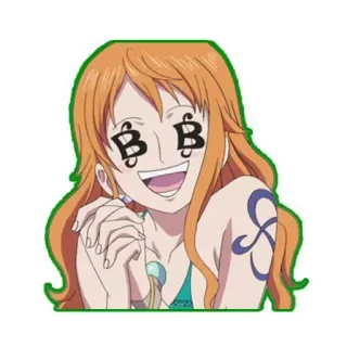🤑 Nami One Piece anime, one piece, nami, money, cartoon telegram sticker