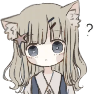 ❔ 动漫, 猫娘, 可爱, 问号, 贴纸 whatsapp sticker