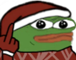 😐 Pepe the Frog pepe the frog, middle finger, christmas, santa hat, offensive, meme whatsapp sticker