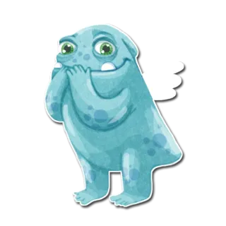 🙊 mostro, carino, cartoni animati, bizzarro, personaggio, arte digitale whatsapp sticker