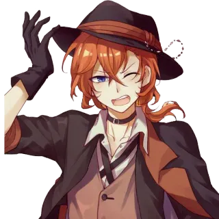😠 Chuuya Nakahara Bungo Stray Dogs Anime, Charakter, Fanart, Cartoon, Chuuya Nakahara, Bungo Stray Dogs telegram sticker