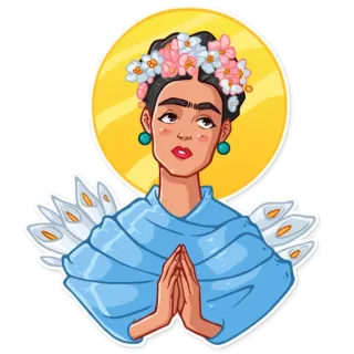 🙏 Frida Kahlo Фрида Кало, Мексиканская художница, Феминистская икона, Портрет, Искусство, Цветы telegram sticker