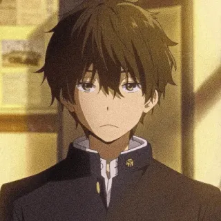 💈 Houtarou Oreki Hyouka Anime, Hyouka, Houtarou Oreki, Manga, Postać, Mundur szkolny, Chłopak, Portret whatsapp sticker