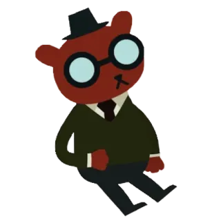 😎 desenho animado, personagem, óculos, urso, chapéu, terno whatsapp sticker