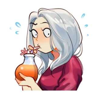🧃 woman, drink, cartoon, illustration, portrait, digital art telegram sticker