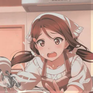 😨 Anime, Fille, Cuisine, Cuisine, Surpris(e), Tablier whatsapp sticker