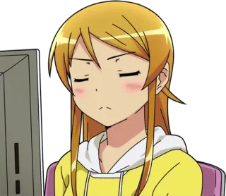 😤 anime, girl, cartoon, sleepy, bored, female, computer telegram sticker