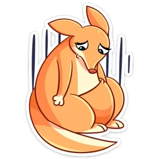 😢 kangaroo, sad, cartoon, animal, cute, illustration telegram sticker