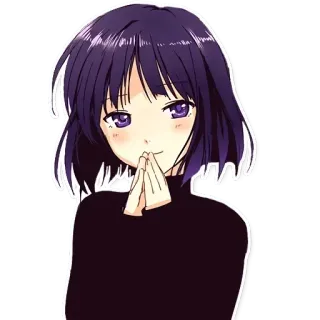 ☺️ anime girl, purple hair, manga, cute, character, illustration telegram sticker