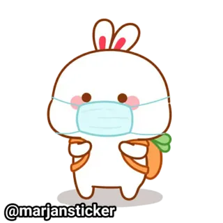❤️ @marjansticker кролик, маска, мультфильм, милый, персонаж, зайчик telegram sticker